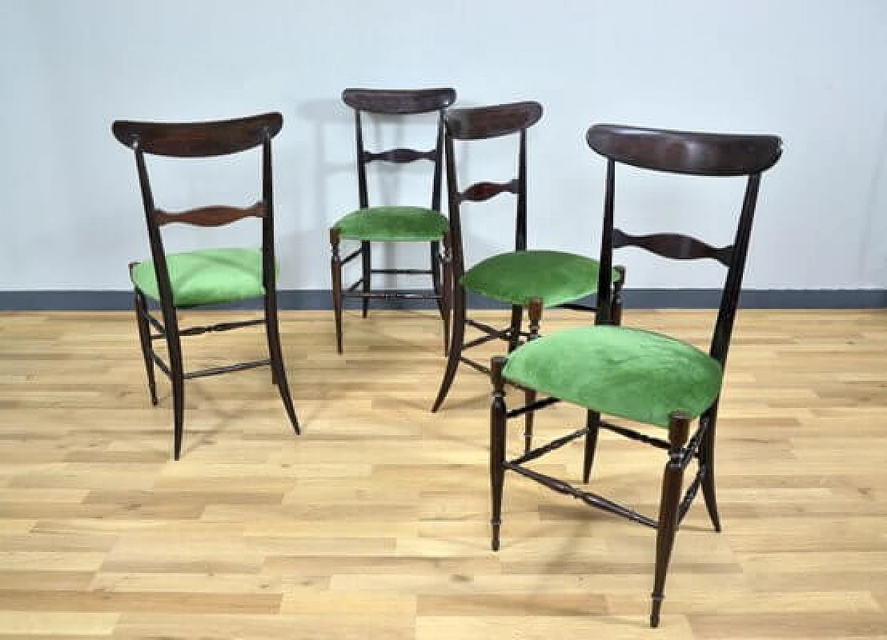 4 Campanino walnut chairs by Descalzi for Fratelli Levaggi, 1950s 11