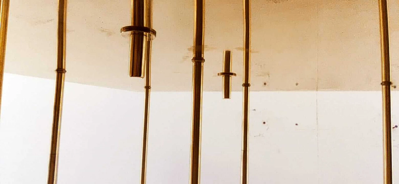 Plafoniera in ottone con 9 vetri ovali, anni '70 2