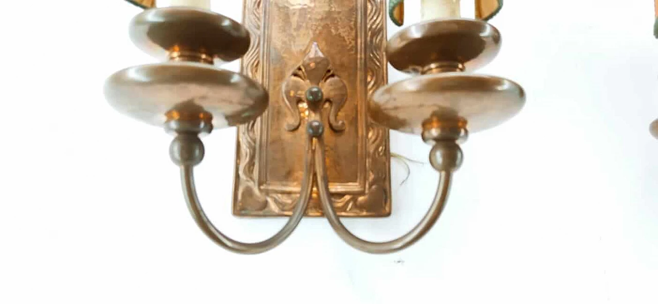 Coppered brass wall light with small fans, 1960s 8