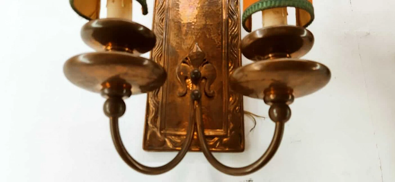 Coppered brass wall light with small fans, 1960s 9