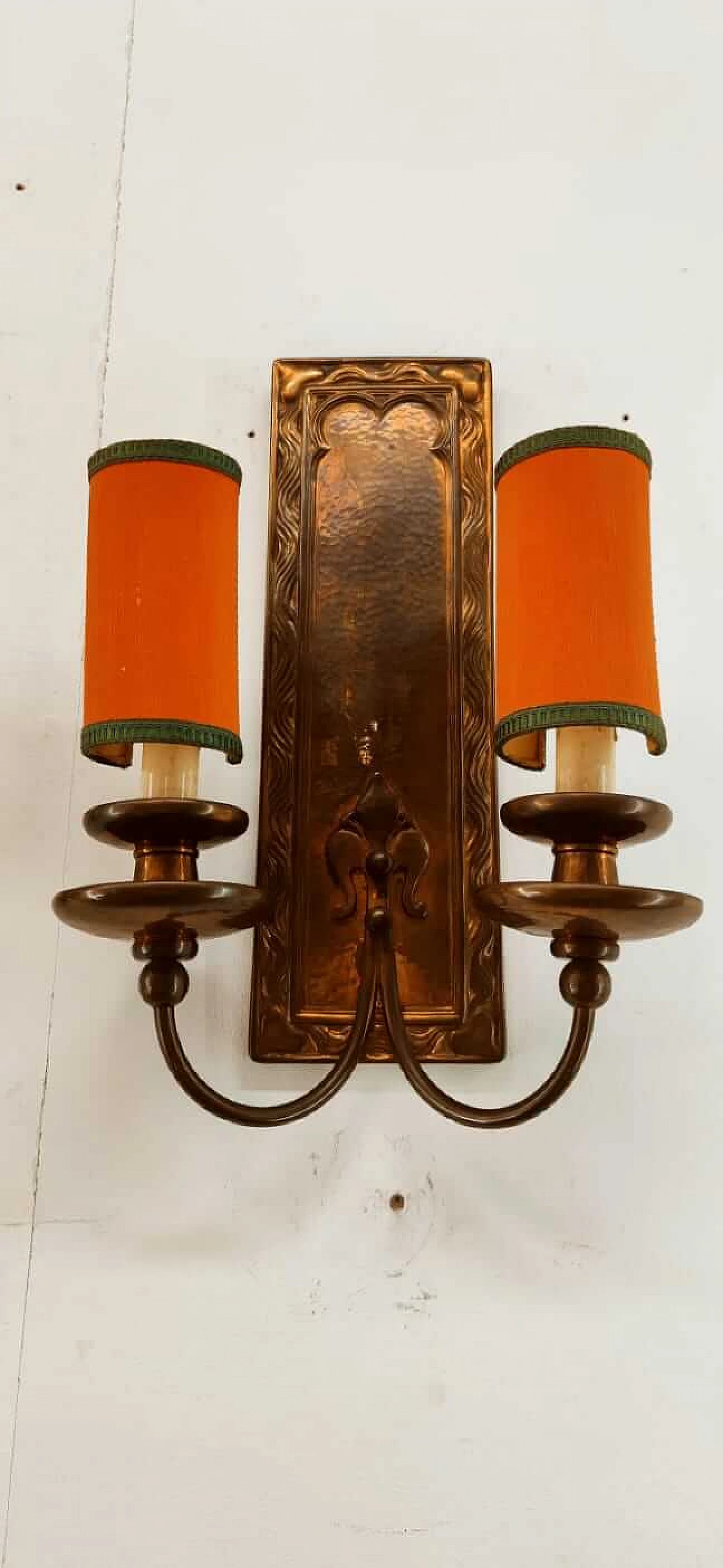 Coppered brass wall light with small fans, 1960s 11