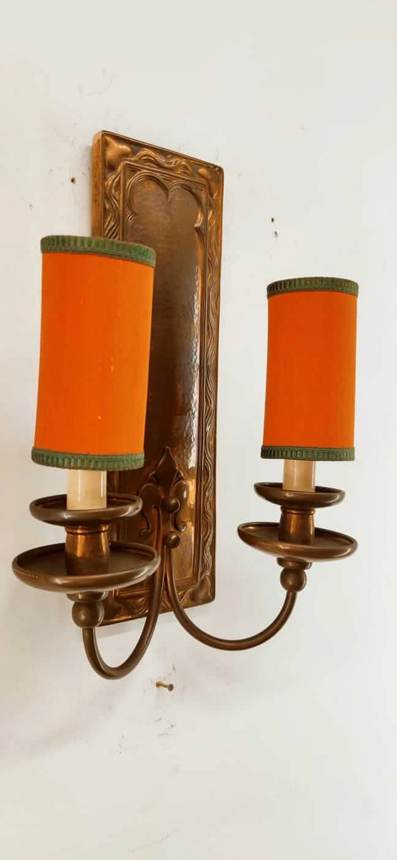 Coppered brass wall light with small fans, 1960s 19
