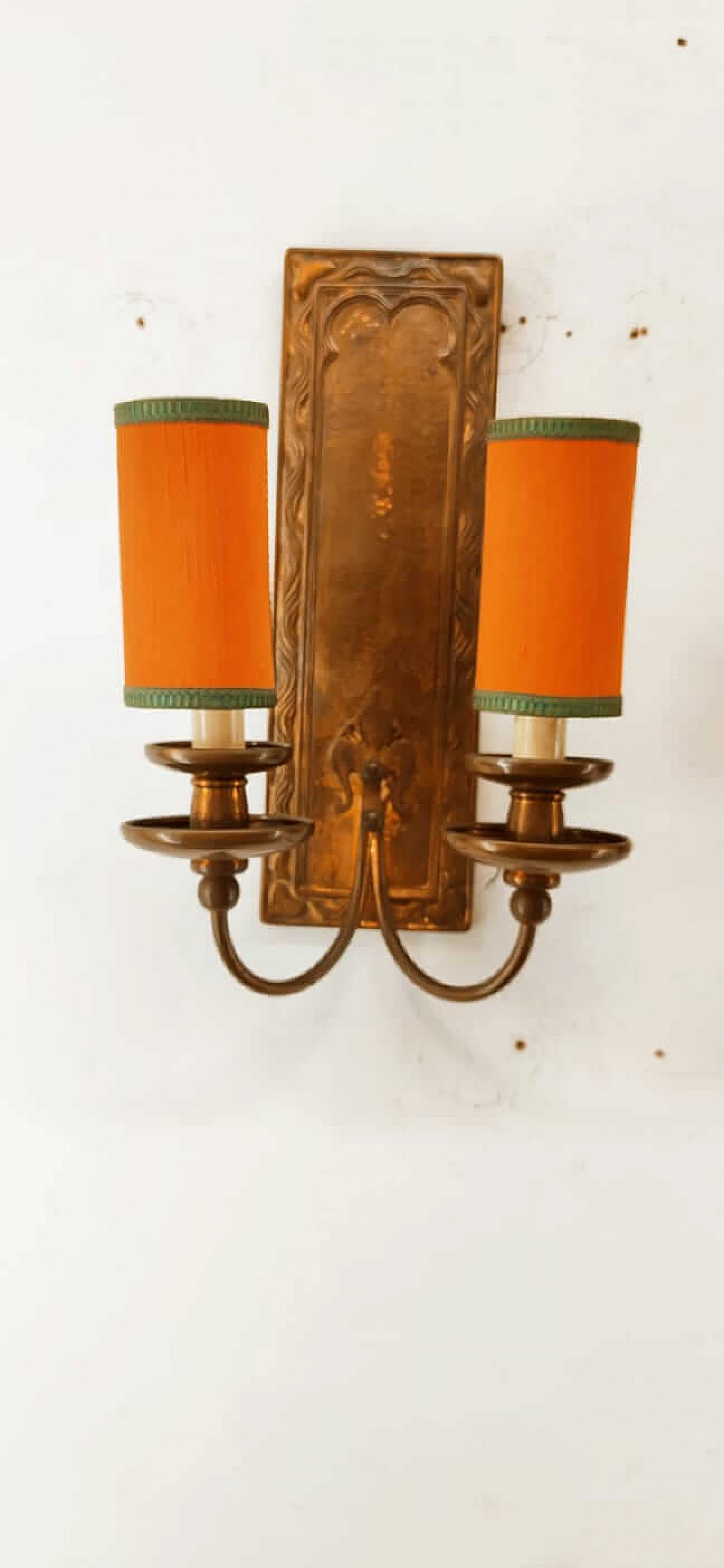 Coppered brass wall light with small fans, 1960s 23