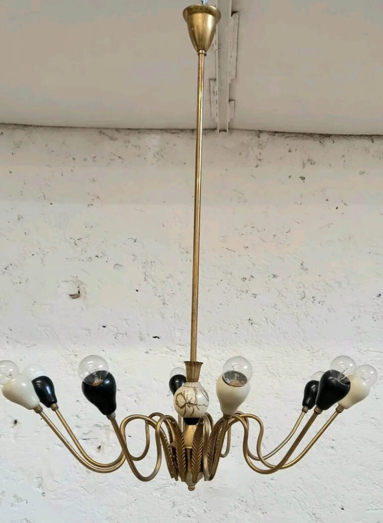 Chandelier in metal and brass, 1960s 1