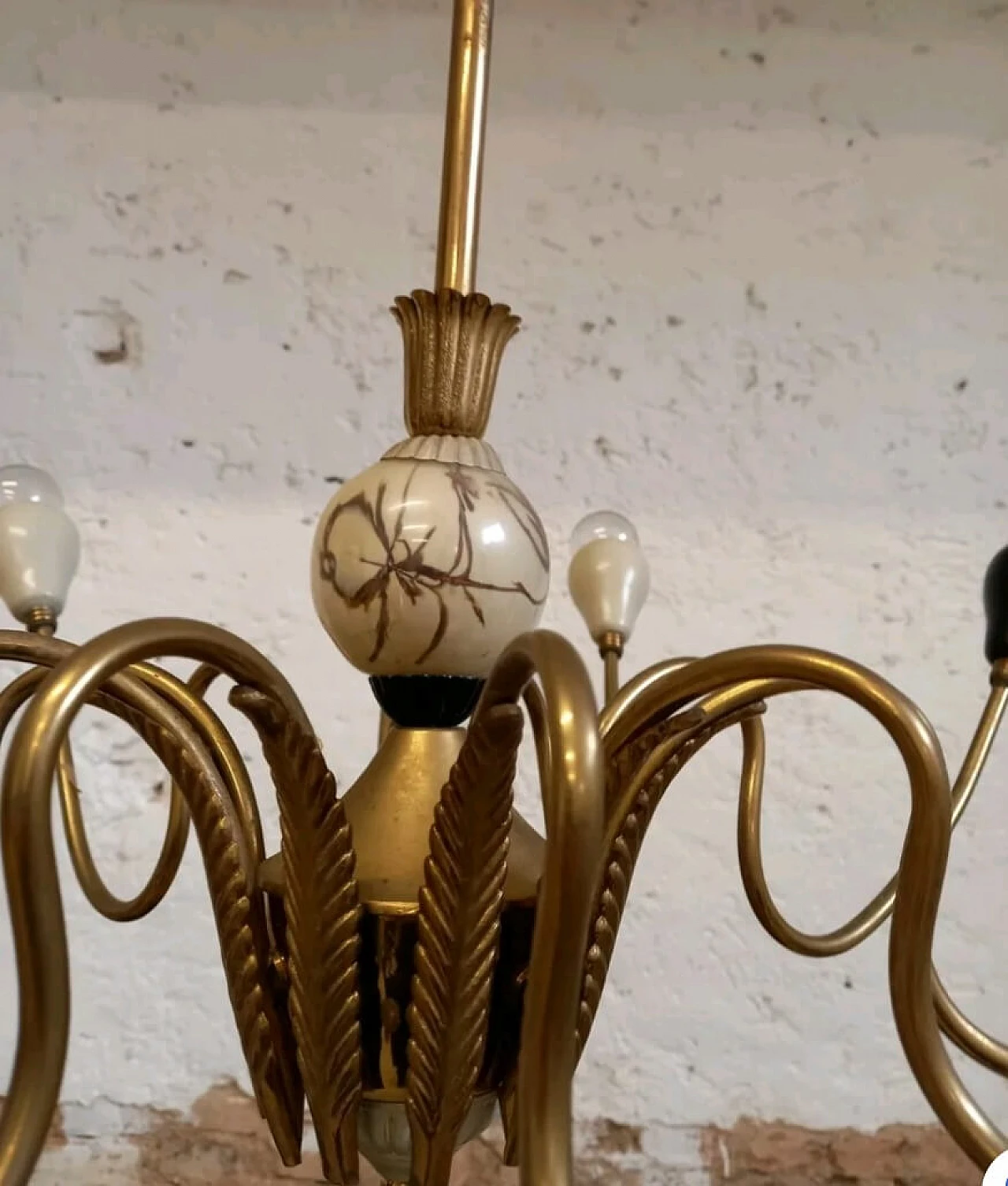 Chandelier in metal and brass, 1960s 3