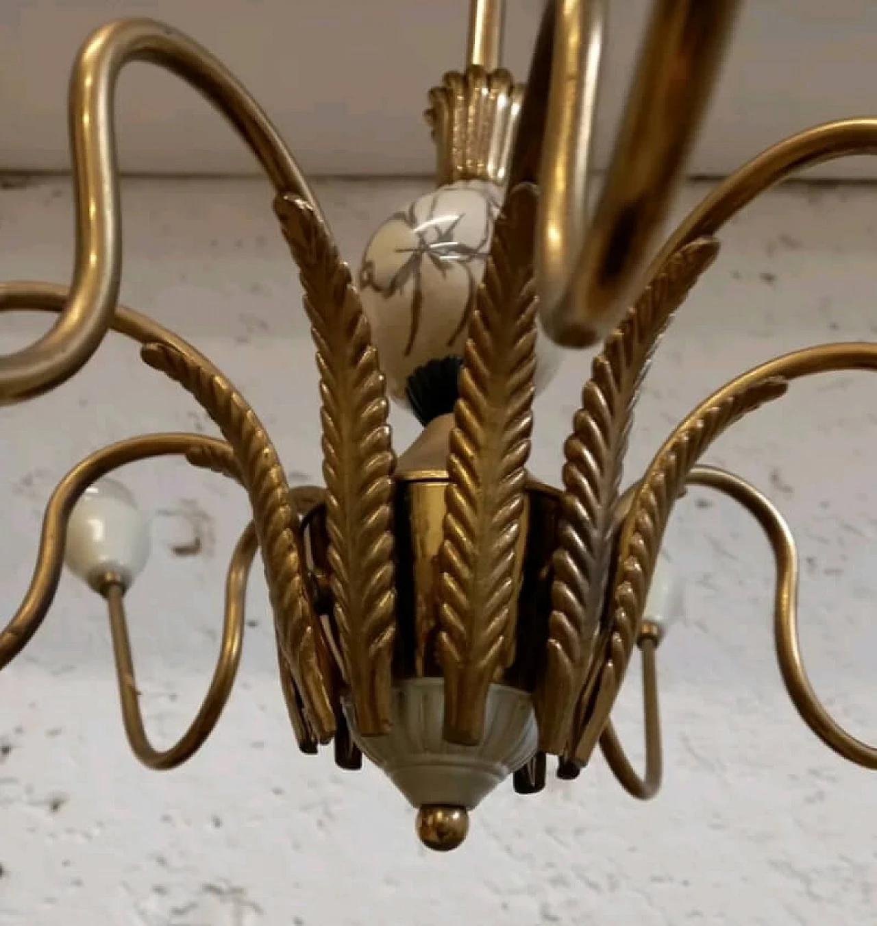 Chandelier in metal and brass, 1960s 4