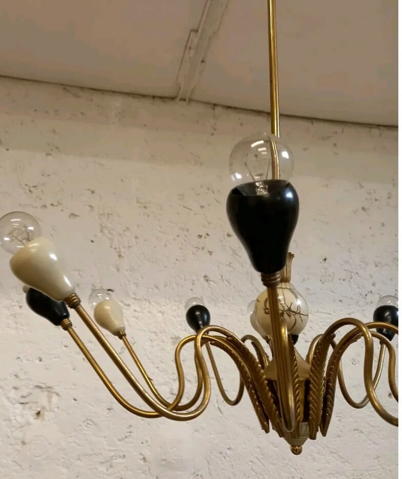 Chandelier in metal and brass, 1960s 5