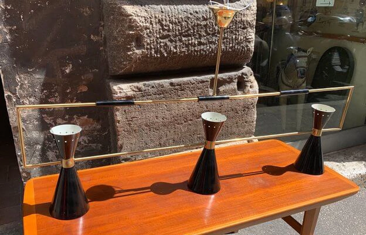 Counter chandelier in brass by Stilnovo, 1950s 1