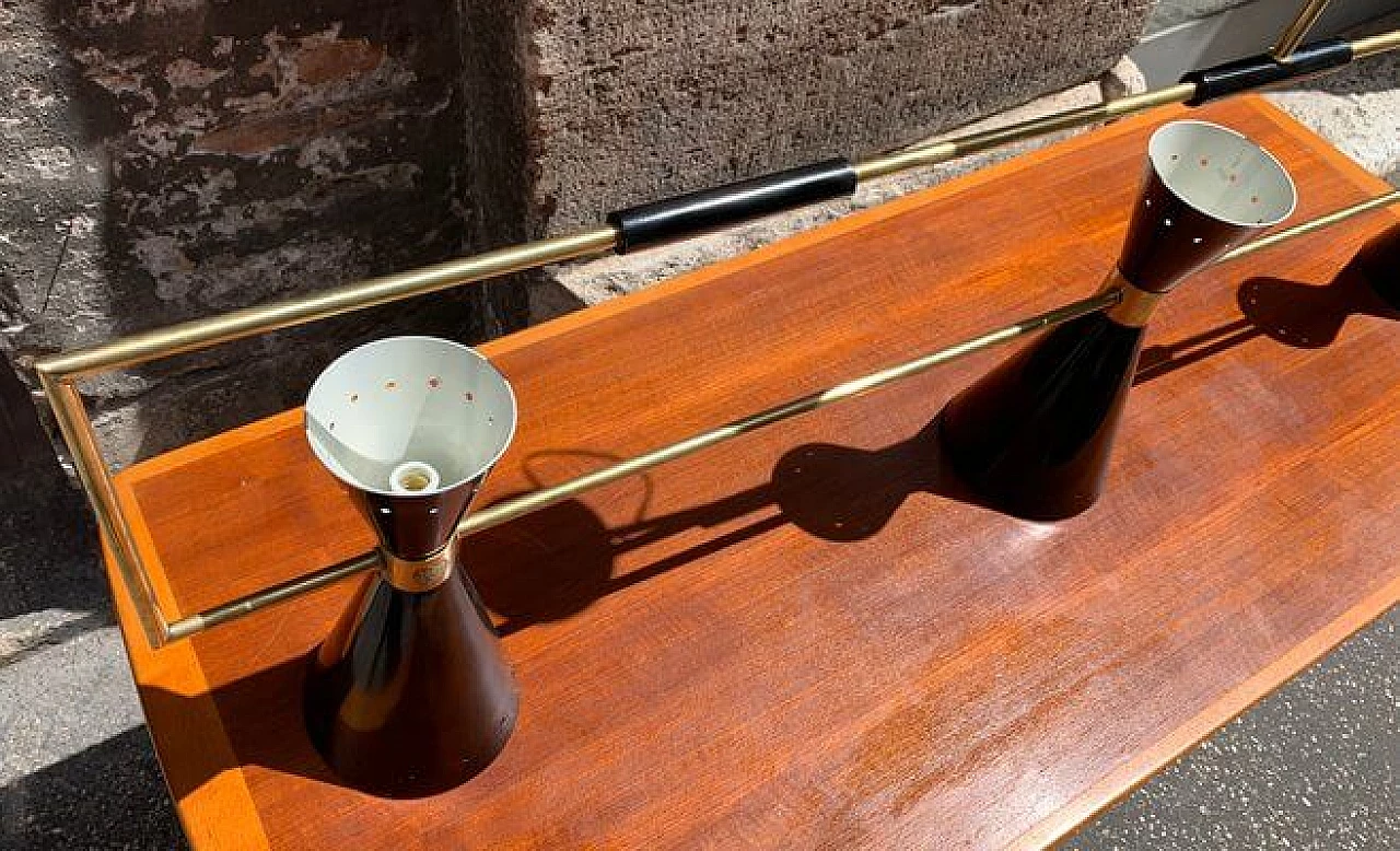 Counter chandelier in brass by Stilnovo, 1950s 2