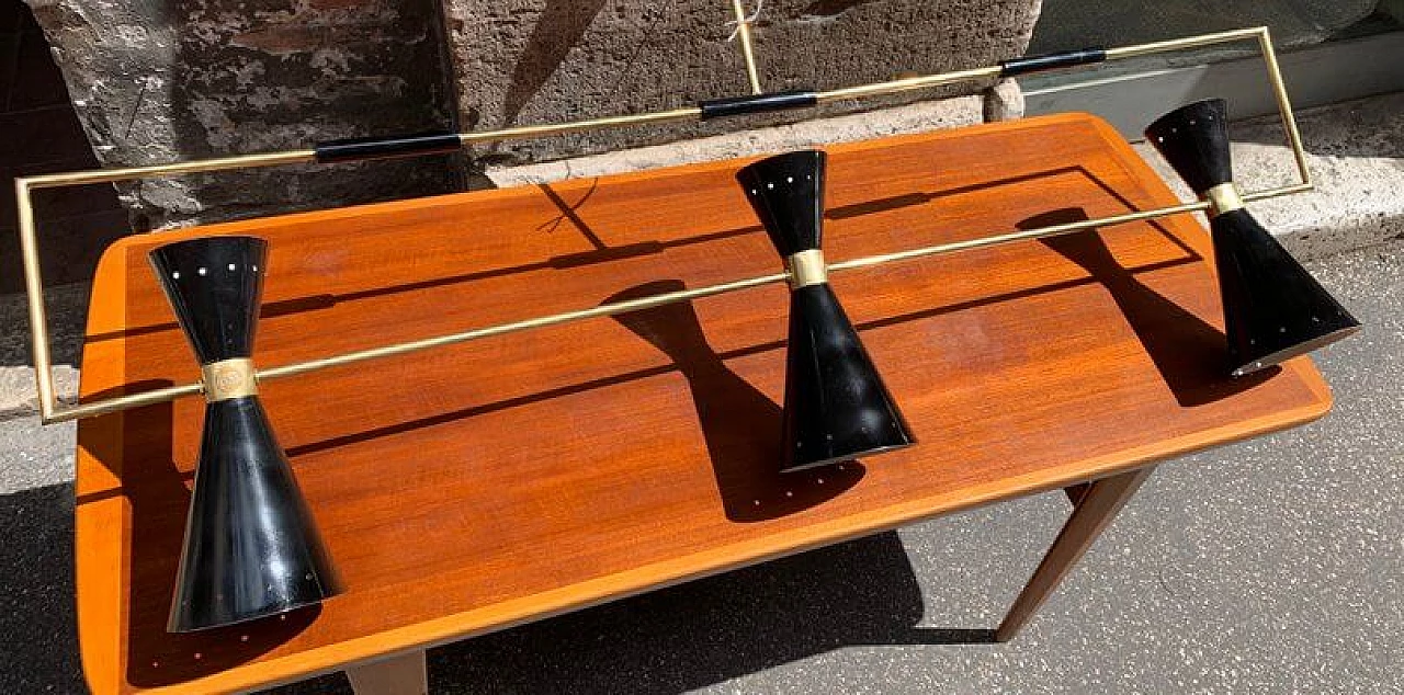 Counter chandelier in brass by Stilnovo, 1950s 3