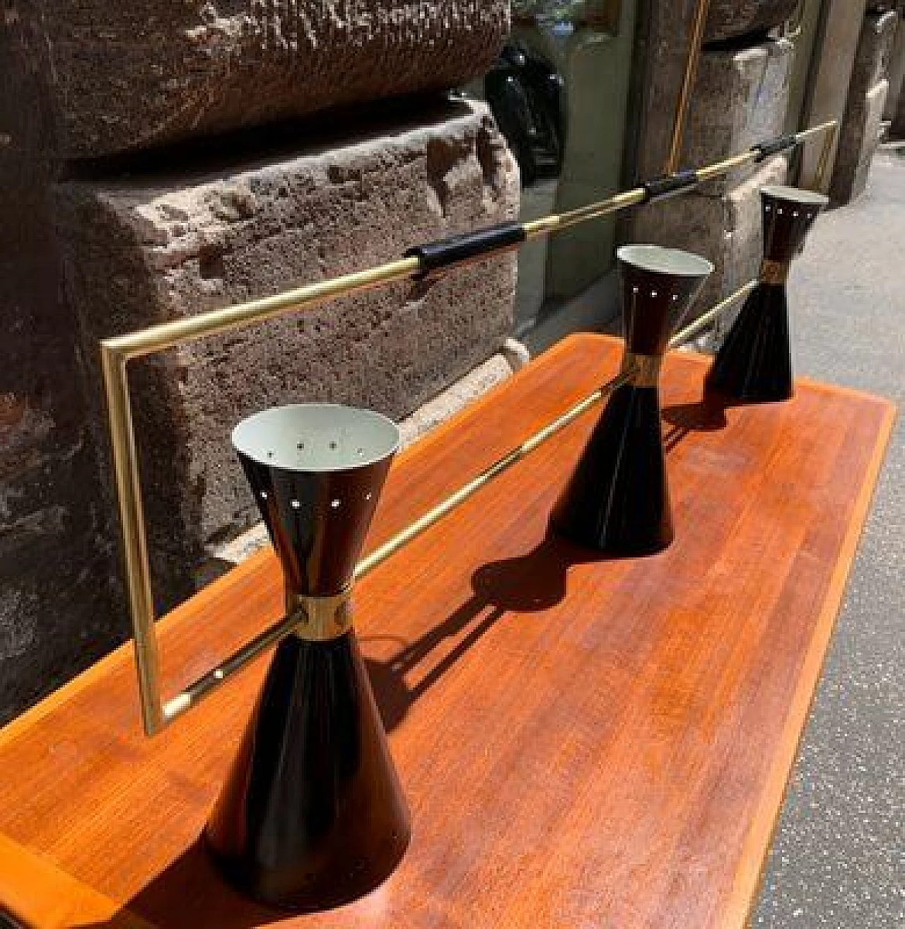 Counter chandelier in brass by Stilnovo, 1950s 4