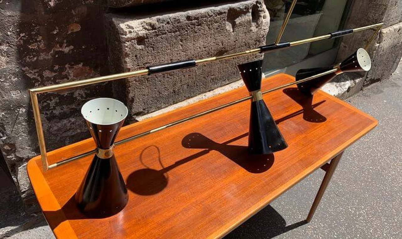 Counter chandelier in brass by Stilnovo, 1950s 6