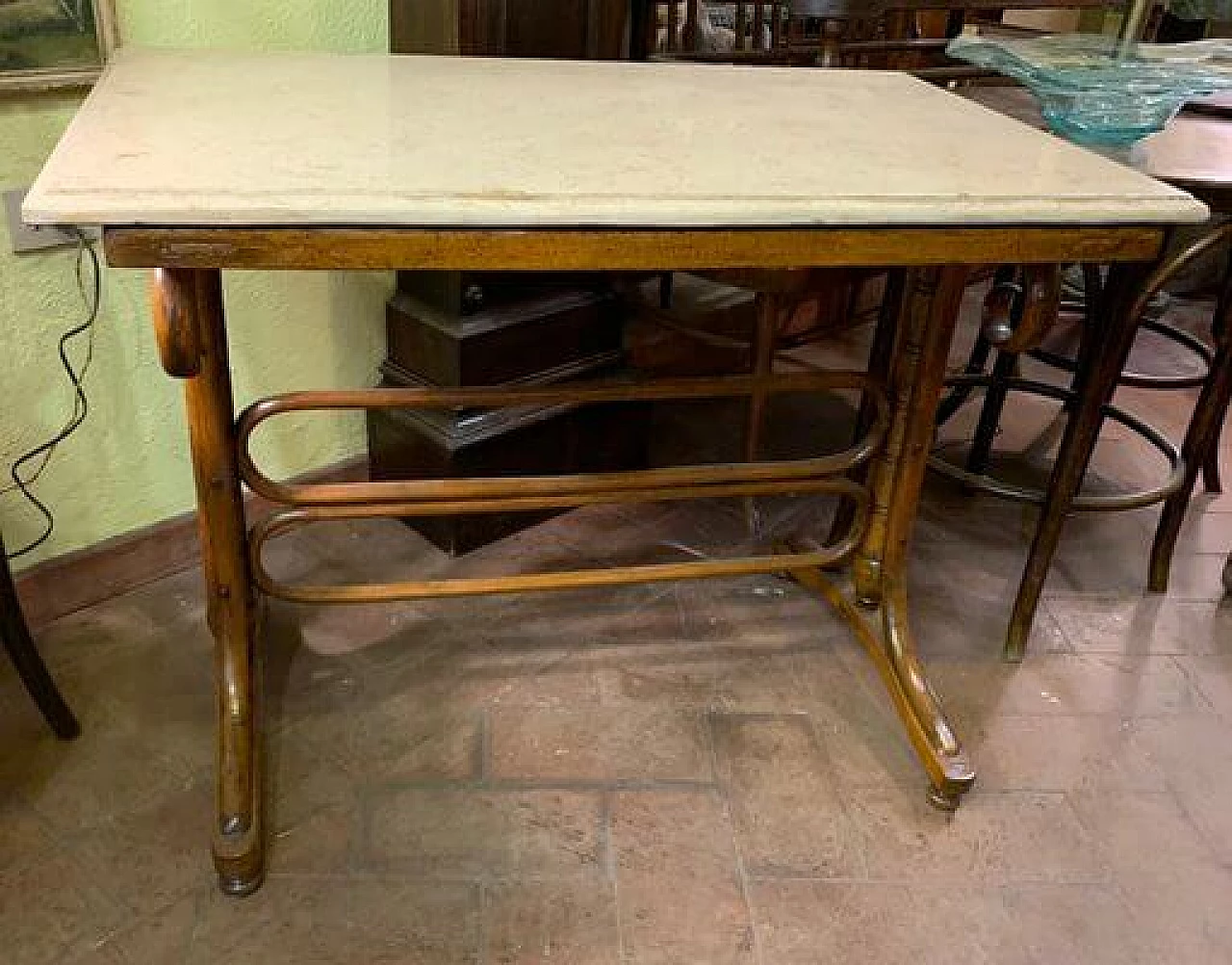 Table in wood with marble top by Michael Thonet, early 1900s 1