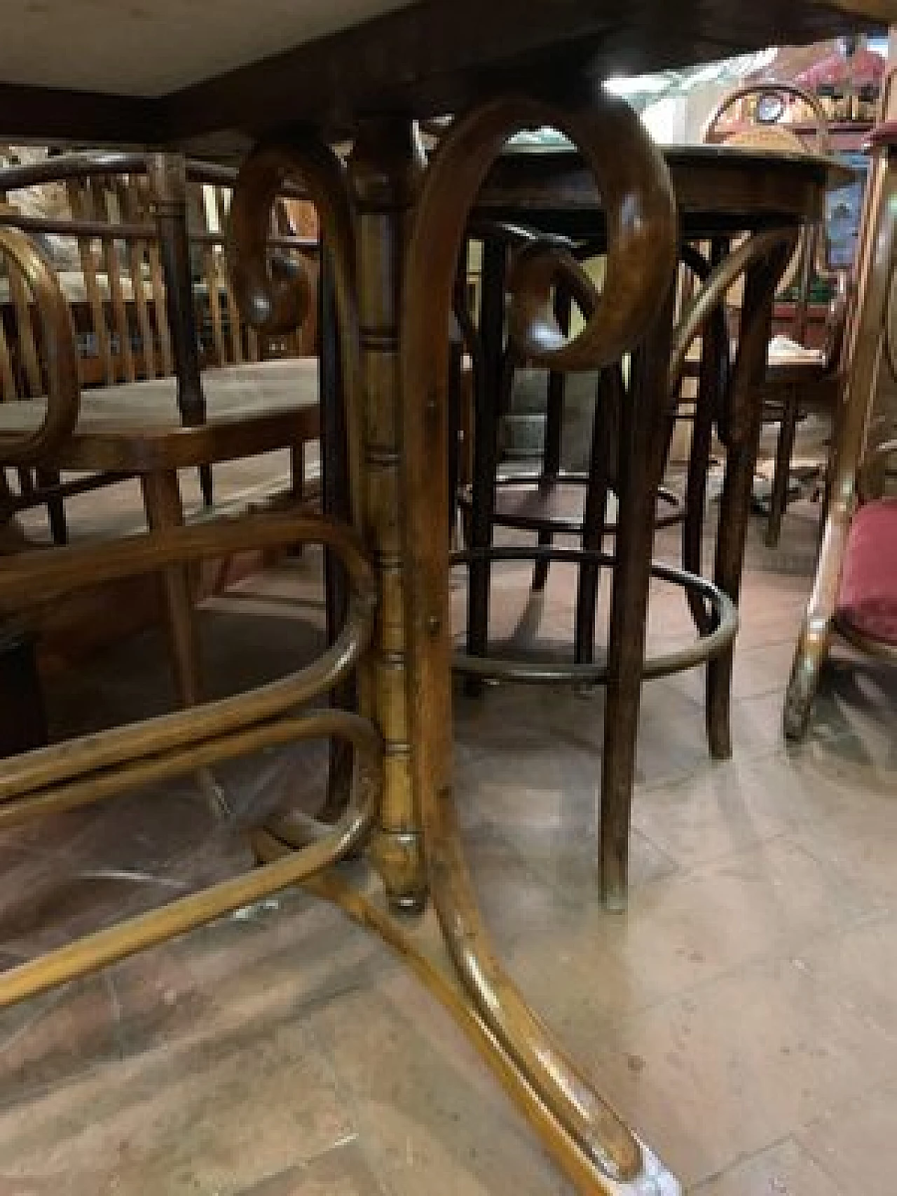 Table in wood with marble top by Michael Thonet, early 1900s 4