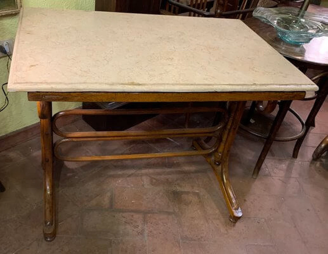 Table in wood with marble top by Michael Thonet, early 1900s 6
