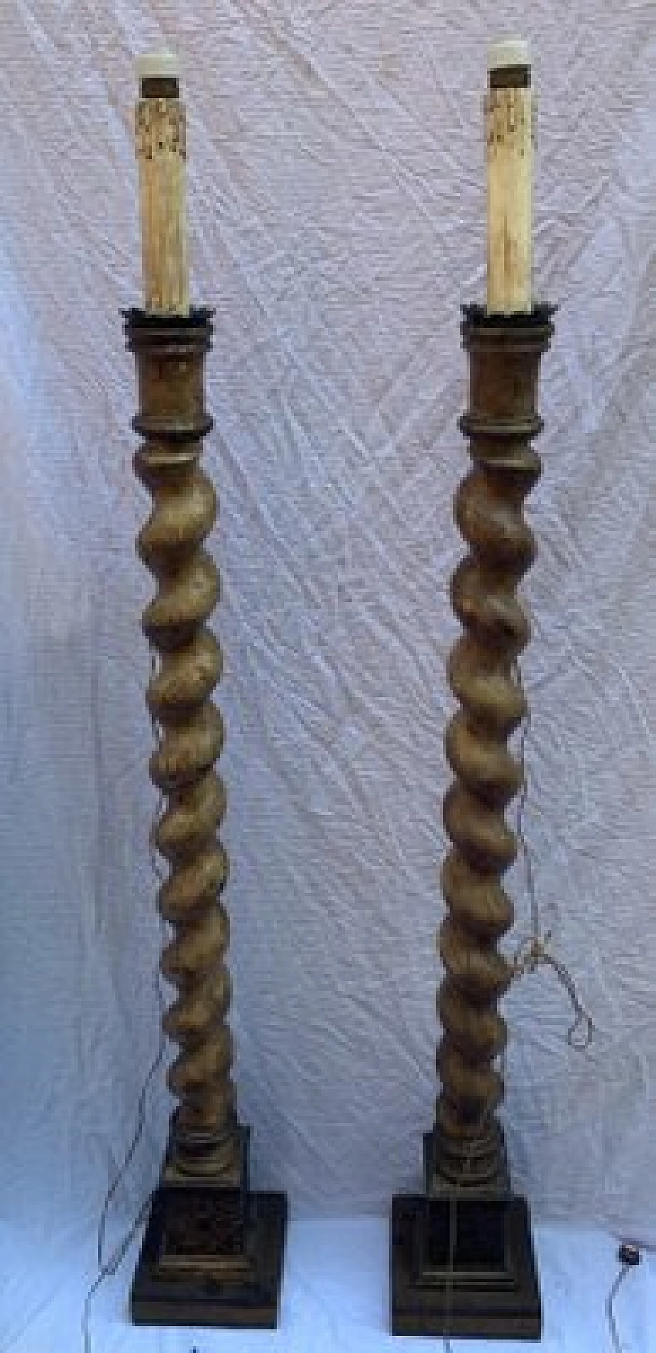 Pair of twisted candelabra floor lamps, 19th century 2