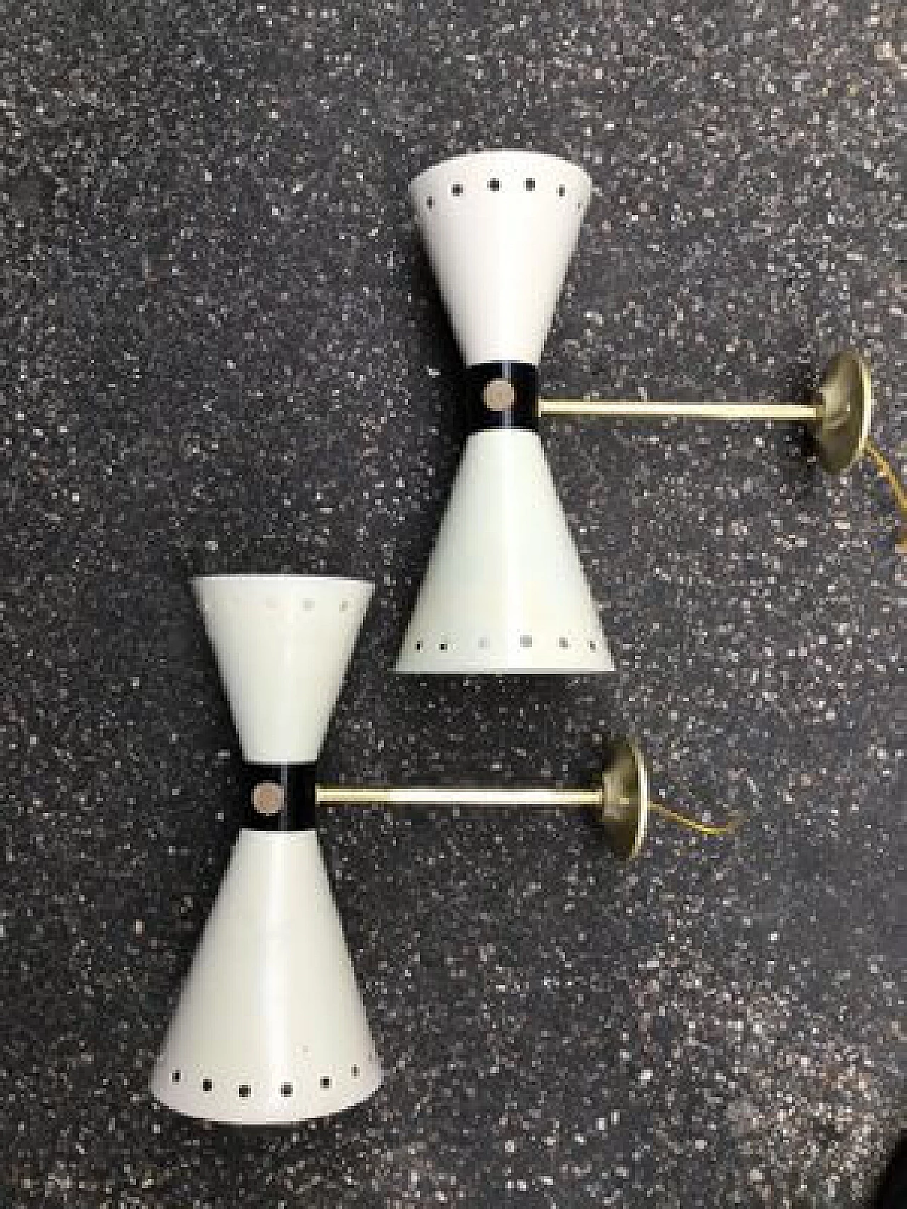 Pair of Diablo wall sconces in brass, 1950s 1