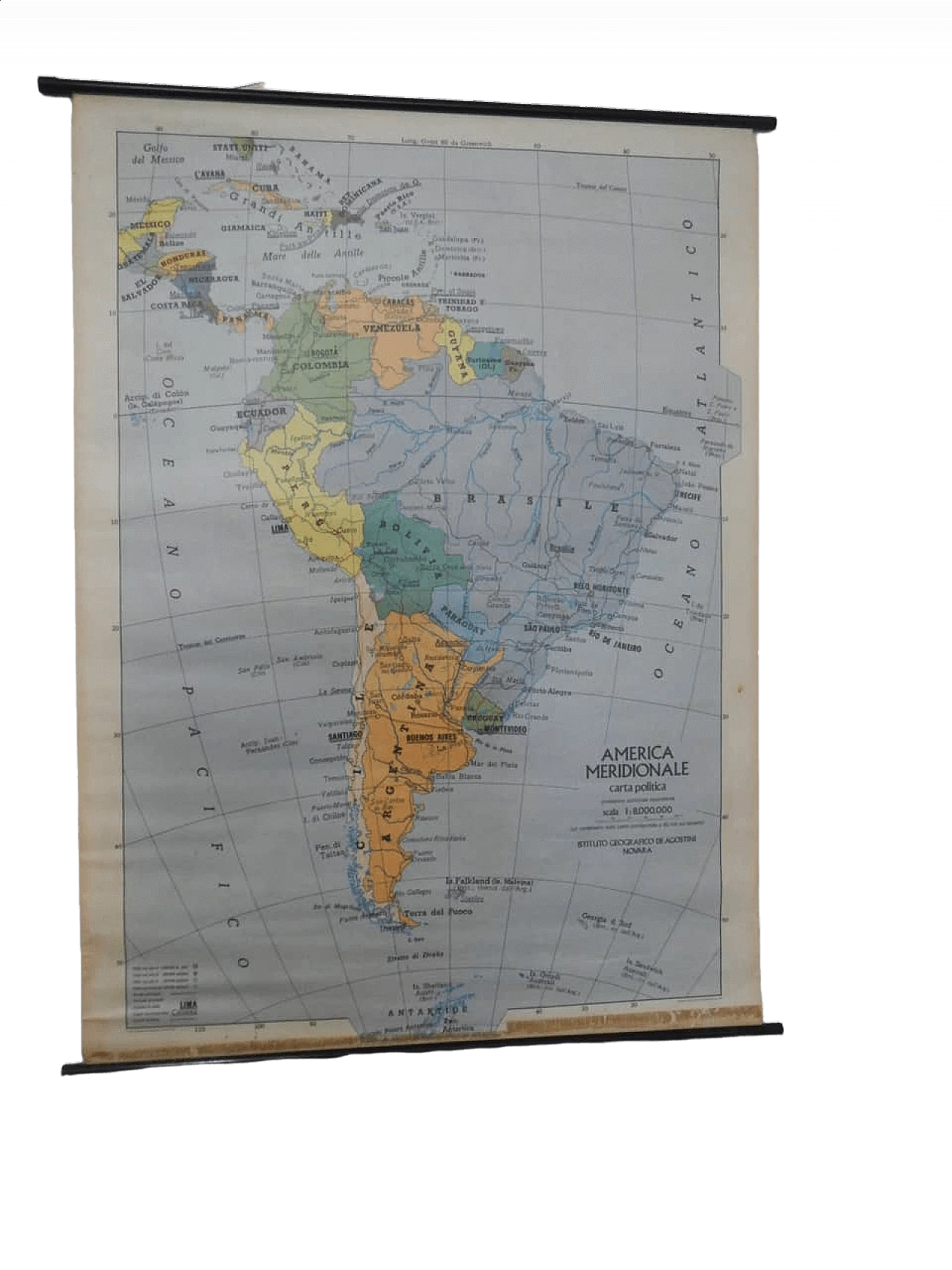 South America map by IGDA Officine Grafiche, 1970s 13