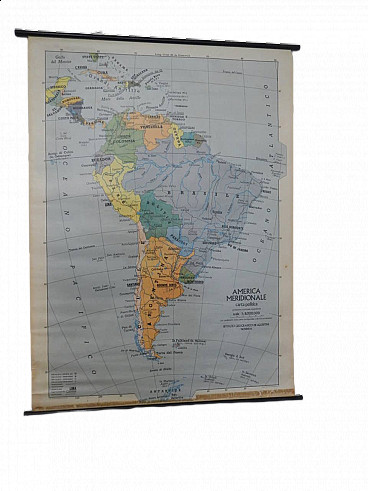 South America map by IGDA Officine Grafiche, 1970s