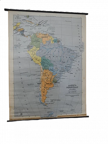 Cartina America meridionale di IGDA Officine grafiche, anni '70