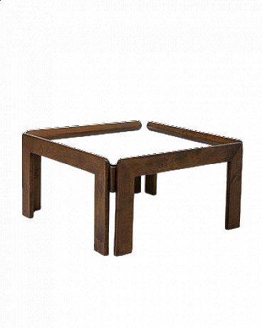 Wood and glass coffee table by Tobia & Afra Scarpa for Cassina, 1970s