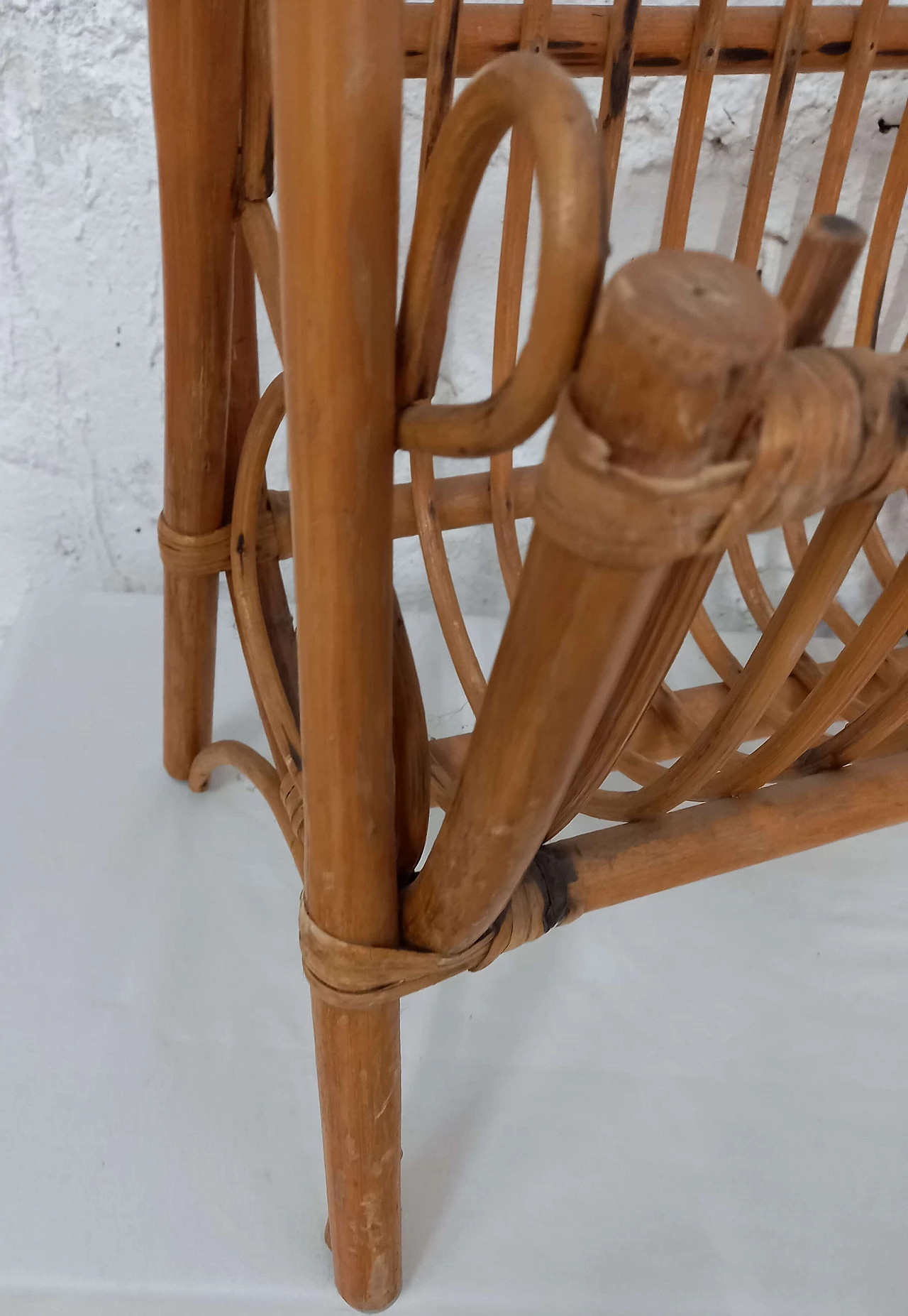 Wicker and bamboo magazine rack, 1970s 7