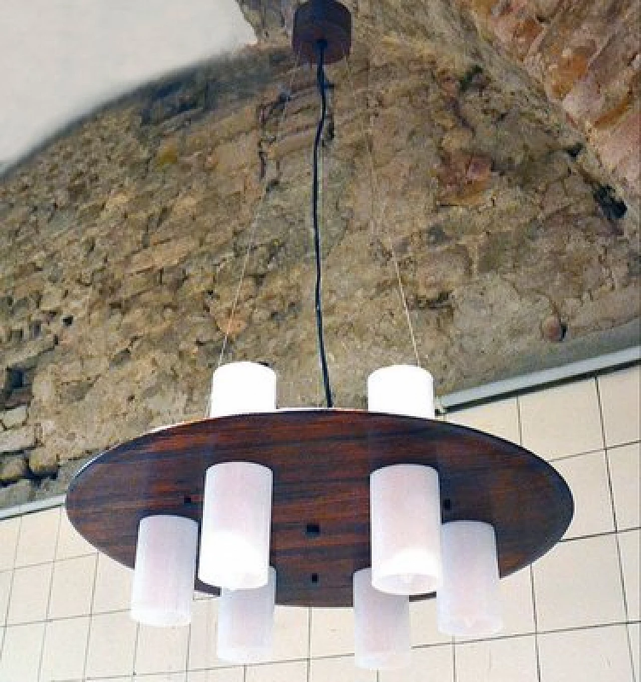 Ceiling lamp by Stilux Milano in rosewood and methacrylate, 1960s 1