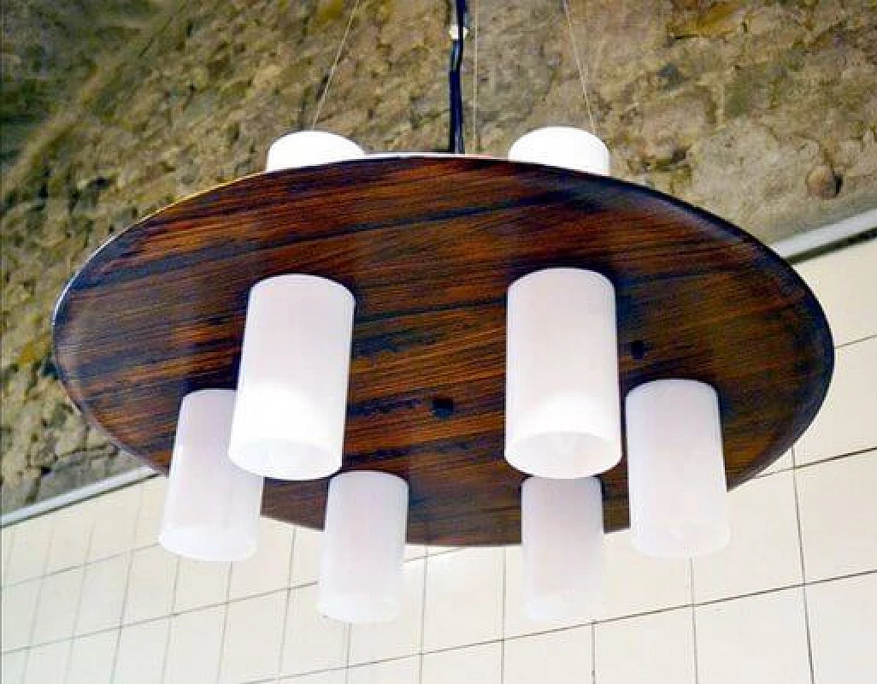Ceiling lamp by Stilux Milano in rosewood and methacrylate, 1960s 5