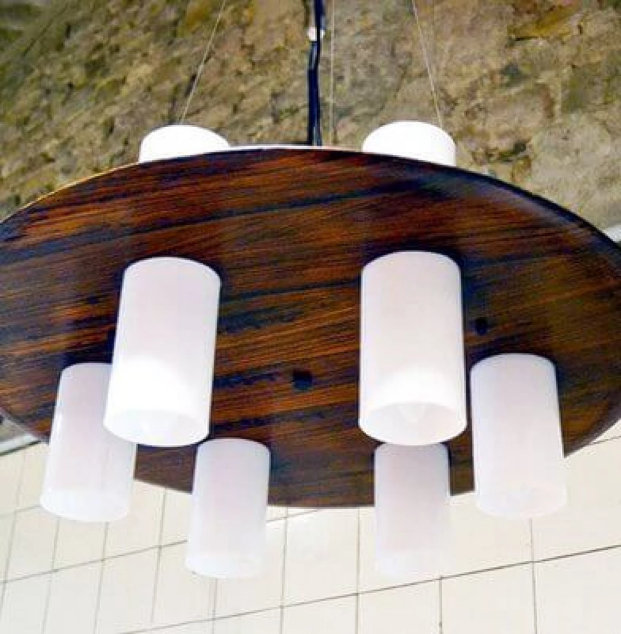 Ceiling lamp by Stilux Milano in rosewood and methacrylate, 1960s 11