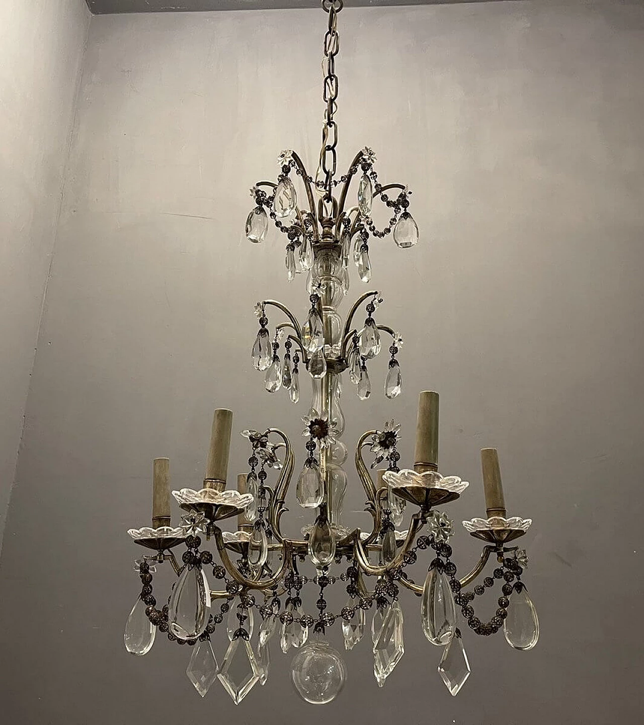 Italian chandelier in crystal and Murano glass, 1940s 7