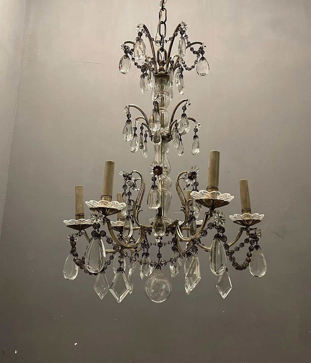 Italian chandelier in crystal and Murano glass, 1940s 8