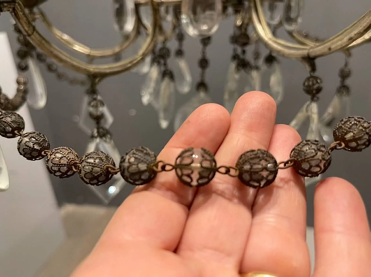 Italian chandelier in crystal and Murano glass, 1940s 12