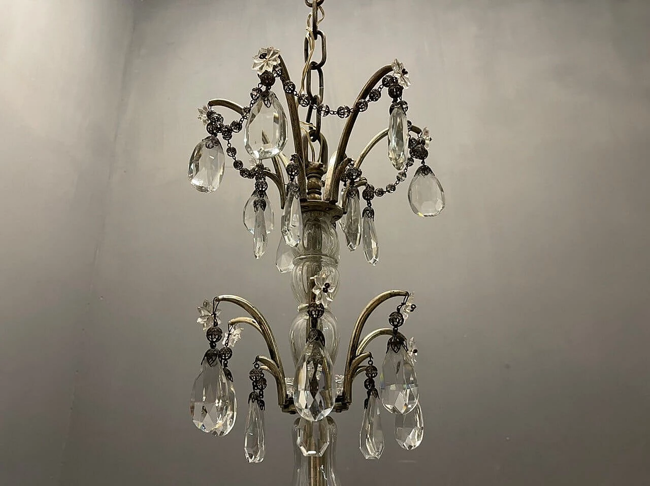 Italian chandelier in crystal and Murano glass, 1940s 14