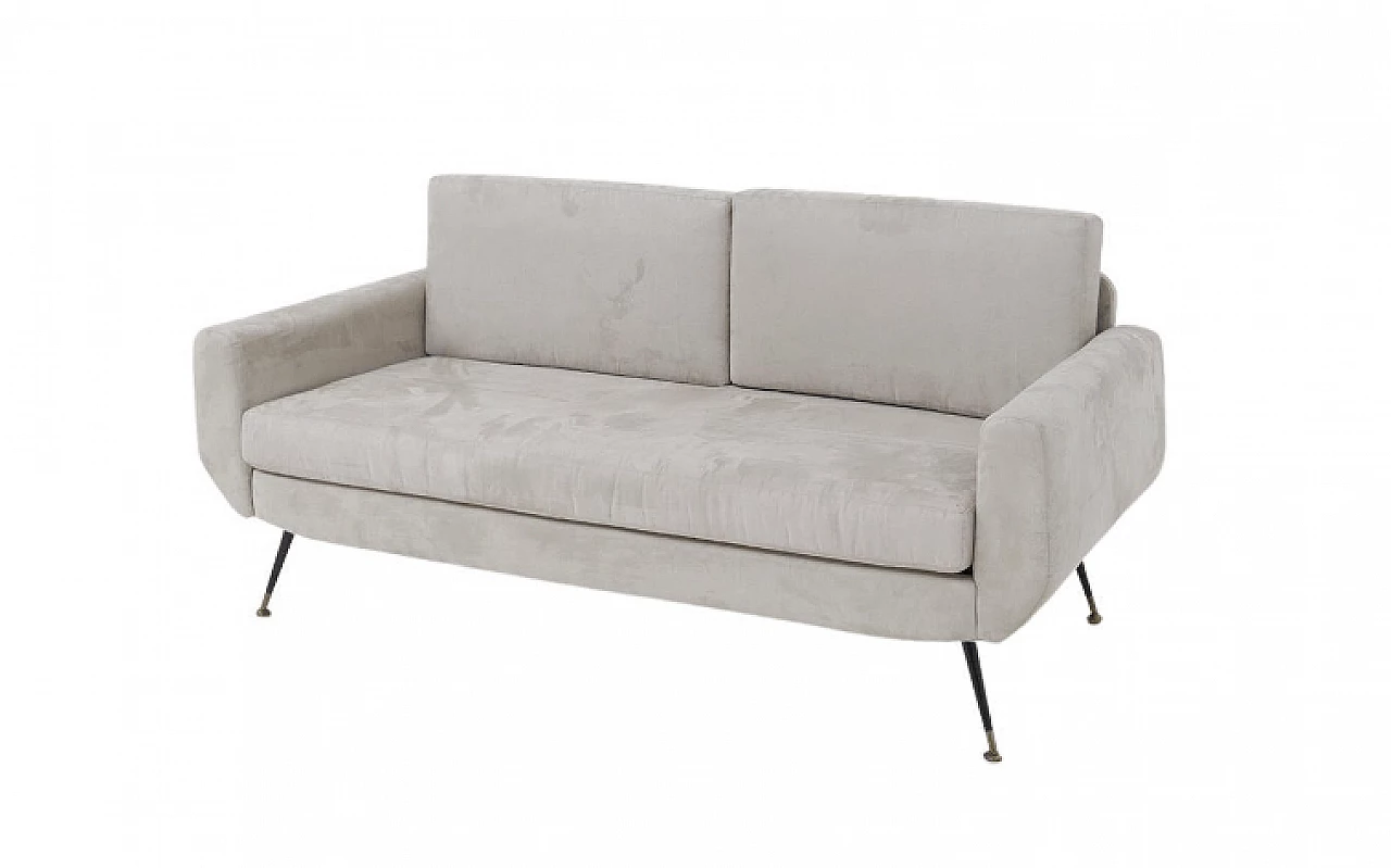Sofa bed in gray velvet, 1950s 1