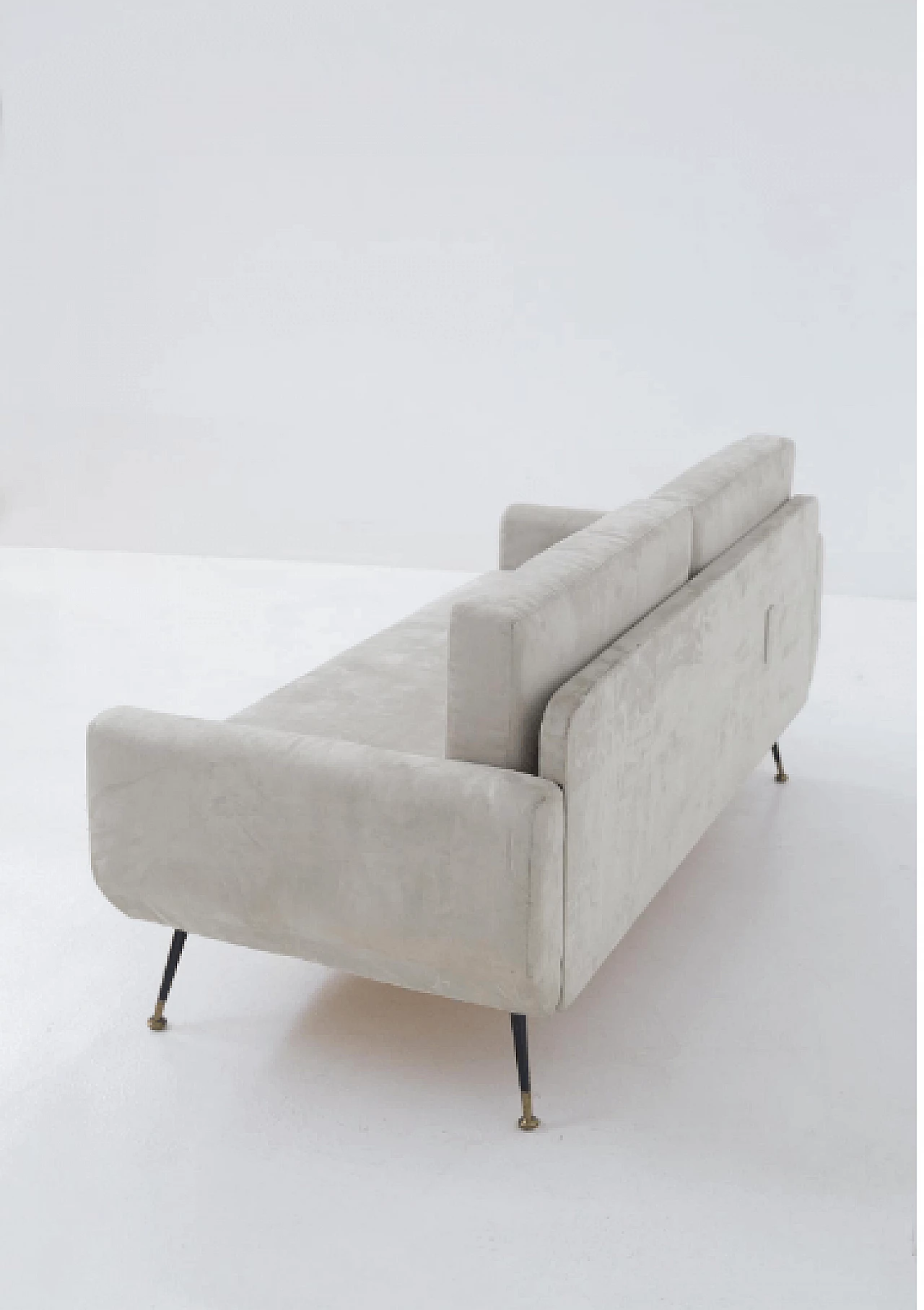 Sofa bed in gray velvet, 1950s 4