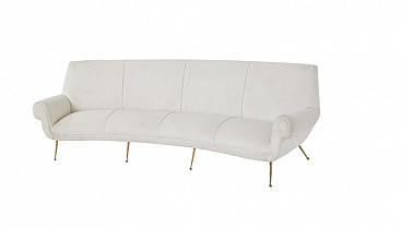 Sofa in white velvet by Gigi Radice for Minotti, 1950s