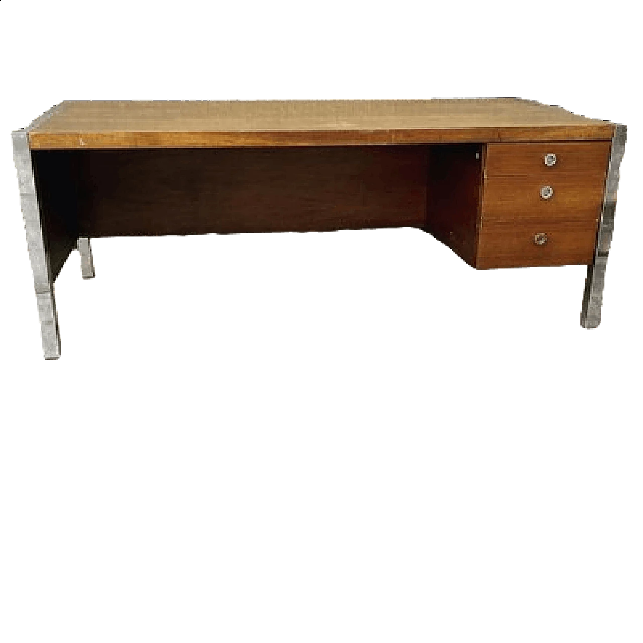 Tecnika wooden desk with 3 drawers by Ettore Sottsass for Poltronova, 1970s 10