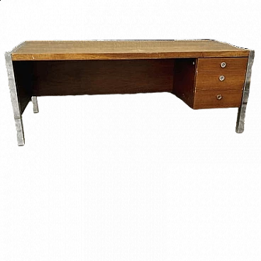 Tecnika wooden desk with 3 drawers by Ettore Sottsass for Poltronova, 1970s