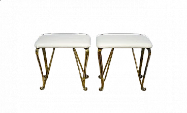 Pair of stools in brass and eco leather stools by Pier Luigi Colli, 1940s