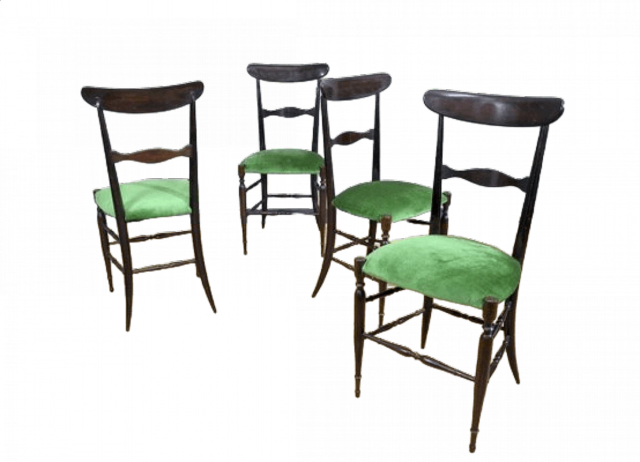 4 Campanino walnut chairs by Descalzi for Fratelli Levaggi, 1950s 12
