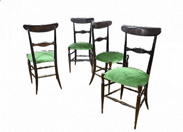 4 Campanino walnut chairs by Descalzi for Fratelli Levaggi, 1950s