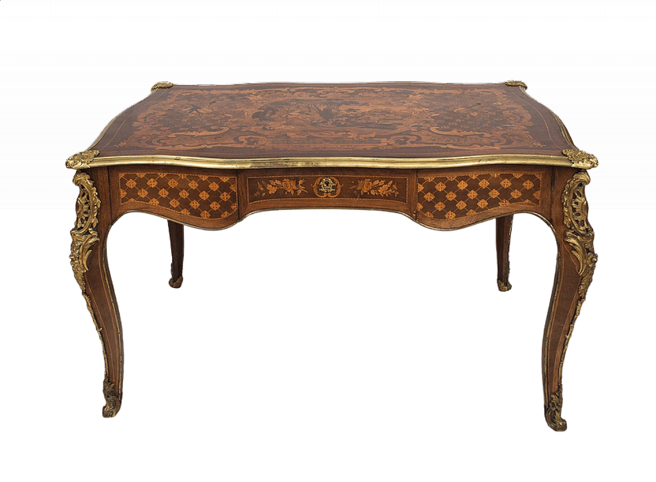 Scrivania Napoleone III in legni pregiati e applicazioni in bronzo dorato, '800 10