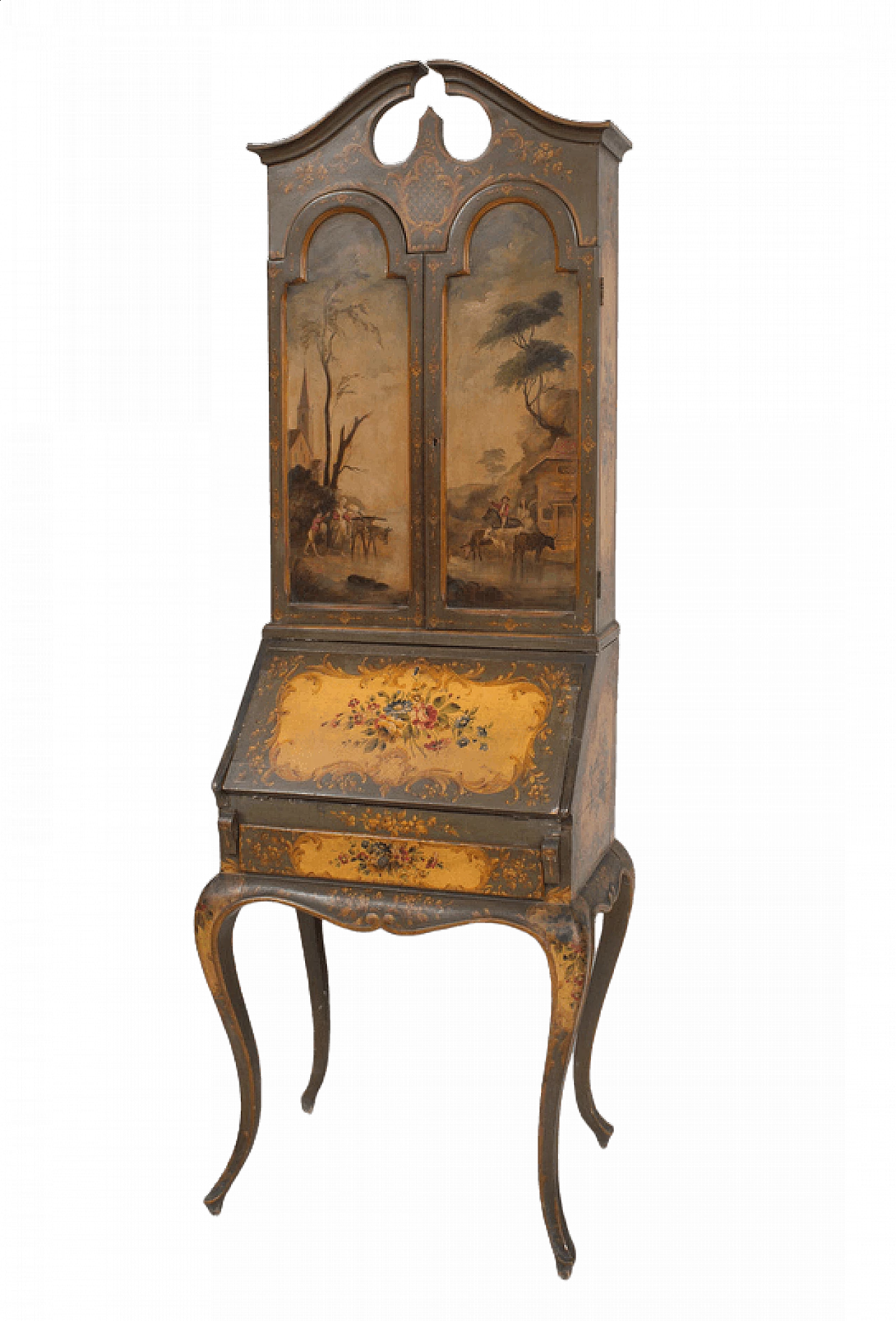 Troumeau in Stile Barocchetto veneziano in legno laccato e dorato, inizio '900 10