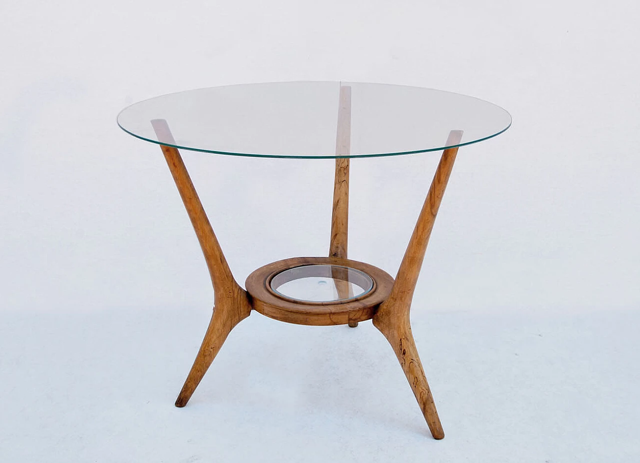 Coffee table with round glass, 1950s 1