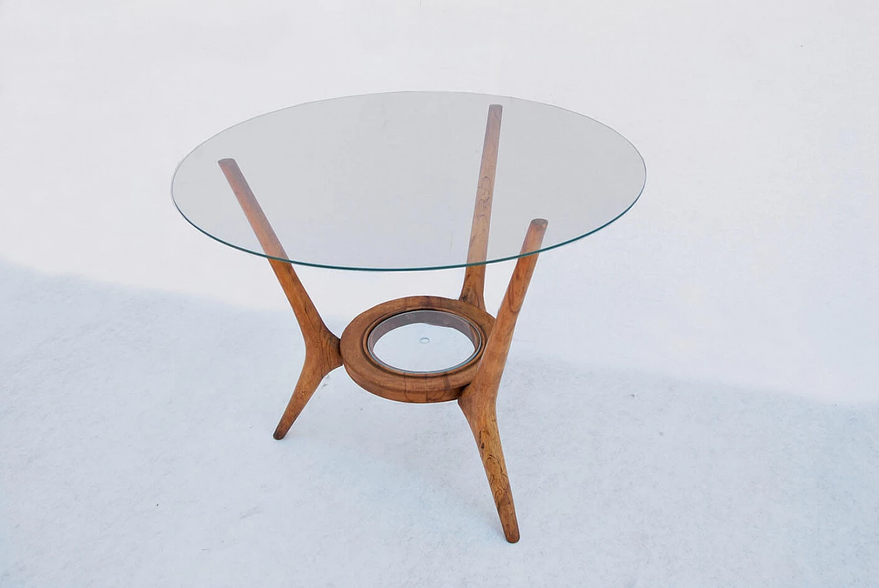 Coffee table with round glass, 1950s 2