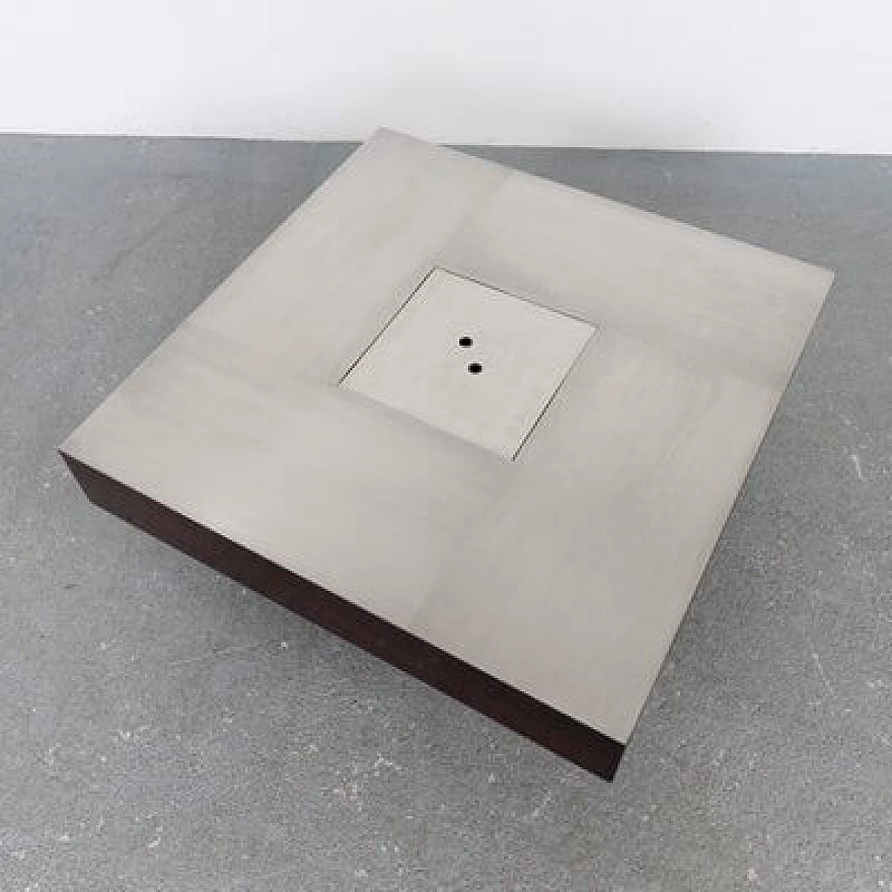 Satin-finished steel and rosewood low lounge table, 1960s 2