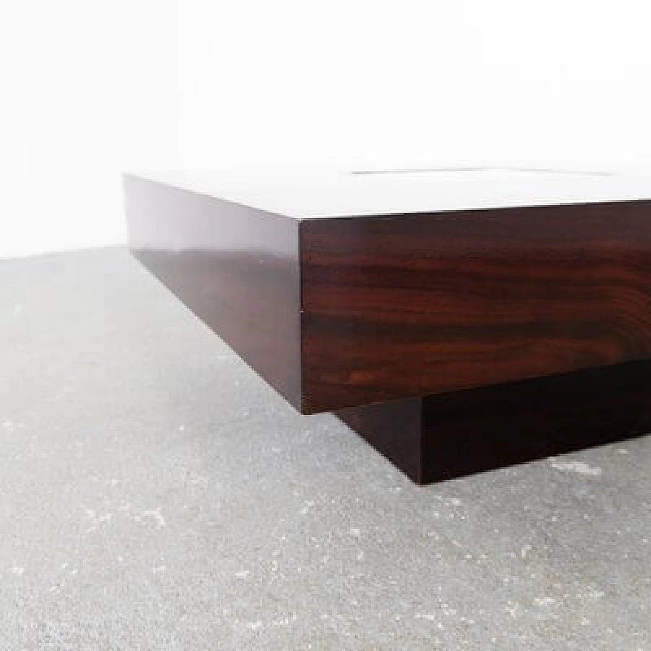 Satin-finished steel and rosewood low lounge table, 1960s 3