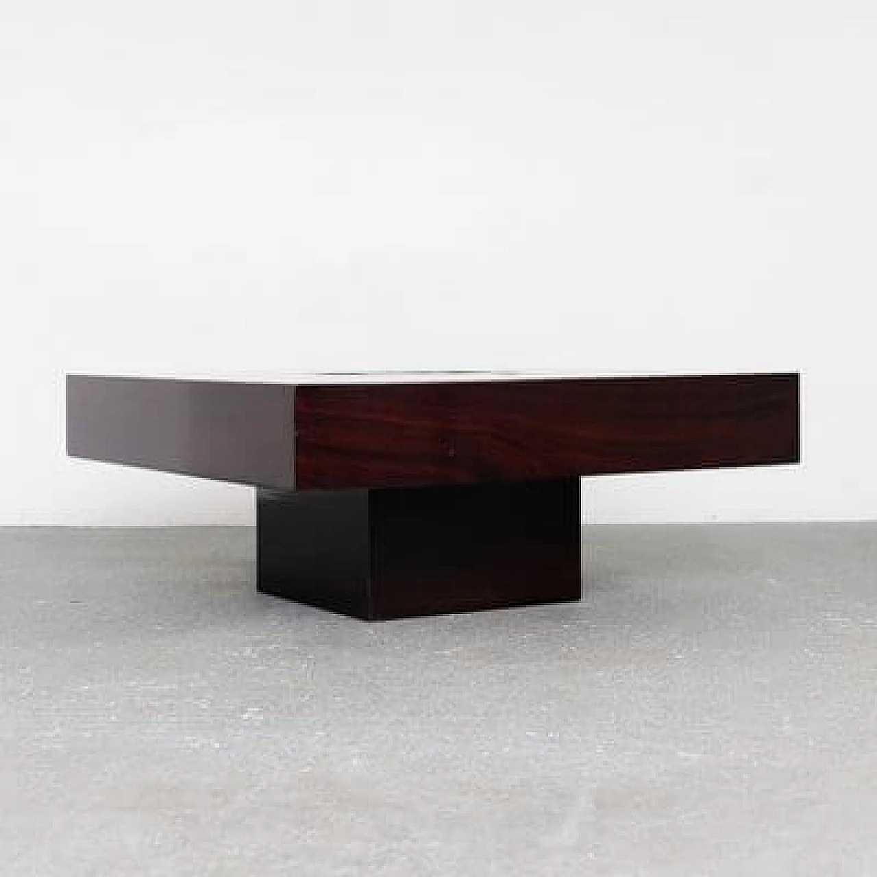 Satin-finished steel and rosewood low lounge table, 1960s 5