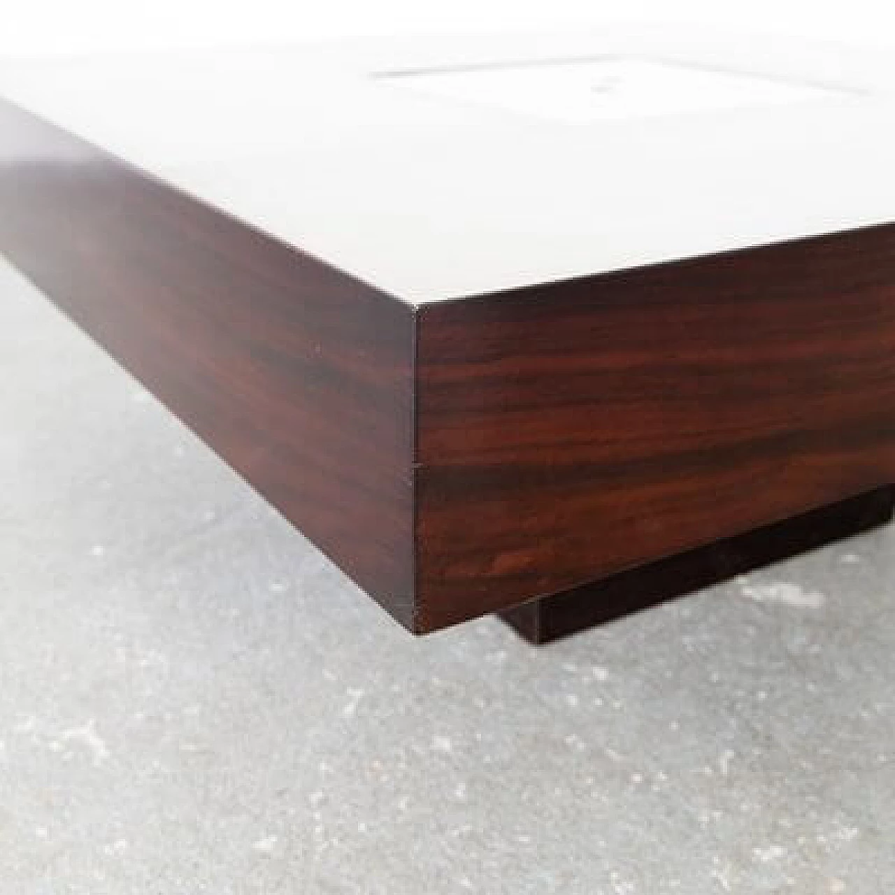 Satin-finished steel and rosewood low lounge table, 1960s 6