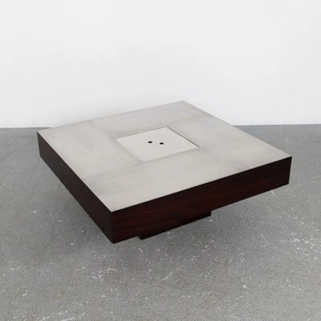 Satin-finished steel and rosewood low lounge table, 1960s 12